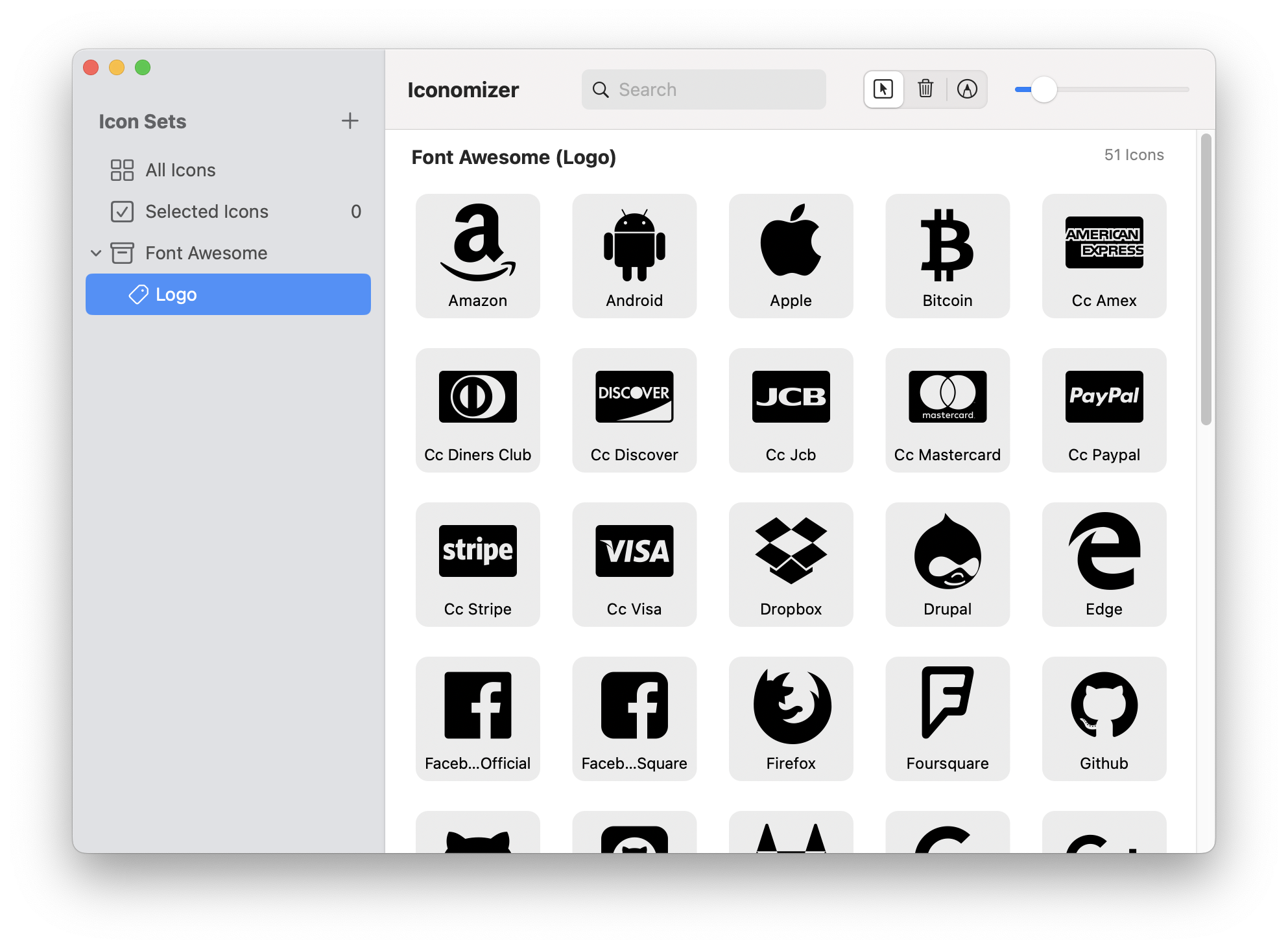 Iconomizer icon set categories
